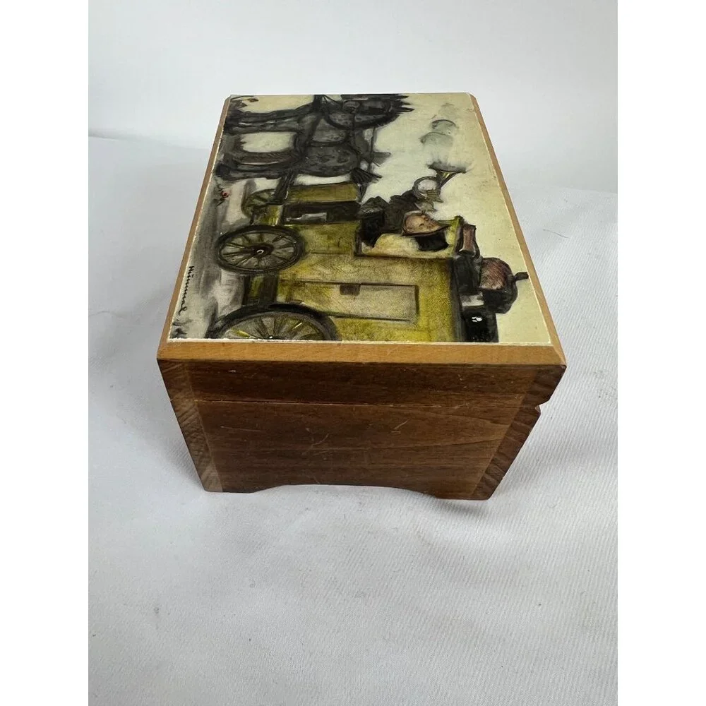 VTG Hummel Wood Music Box Edelweiss Swiss Movement The Mail is Here - Picture 3 of 9